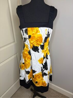 Corey P Black & Yellow Floral Square-Neck A-line Sundress 12